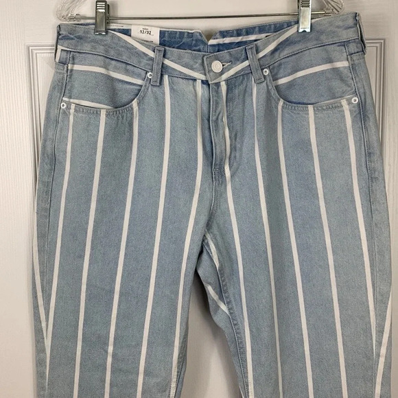 NWT Anthropologie Scotch & Soda bandit white striped boyfriend jeans sz 32 - Picture 4 of 14